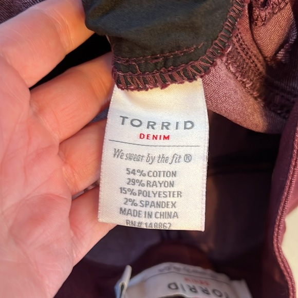 Torrid Jegging - Super Stretch Burgundy Red Women's Burgundy Jeans 16T - Picture 7 of 7